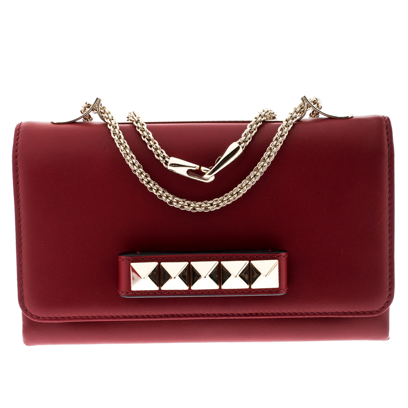 Pre Owned Valentino Rosso Leather Va Va Voom Chain Shoulder Bag