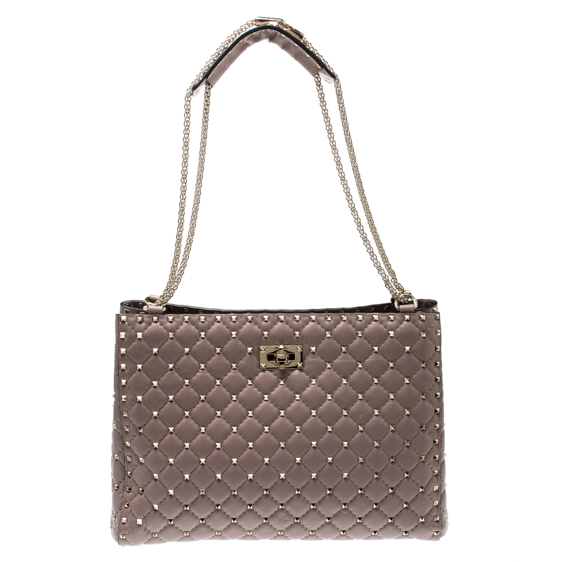 Valentino Poudre Quilted Leather Rockstud Spike Tote