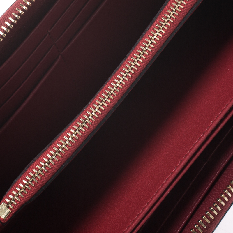 

Valentino Red Quilted Leather Rockstud Spike Zip Around Wallet
