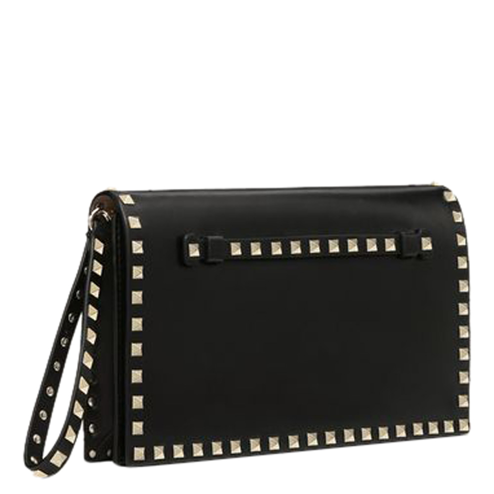 

Valentino Black Leather Medium Rockstud Clutch