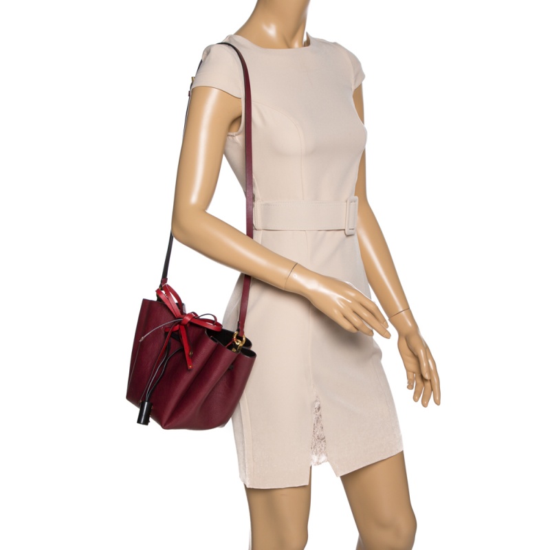 

Valentino Red Leather Medium VLOGO Bucket Bag