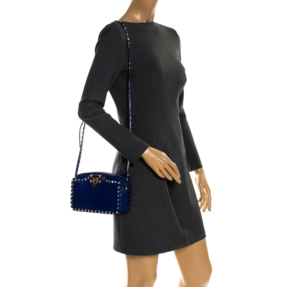 

Valentino Blue Python Rockstud Crossbody Bag