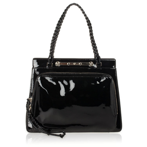 Pre Owned Valentino Demetra Black Patent Leather bag