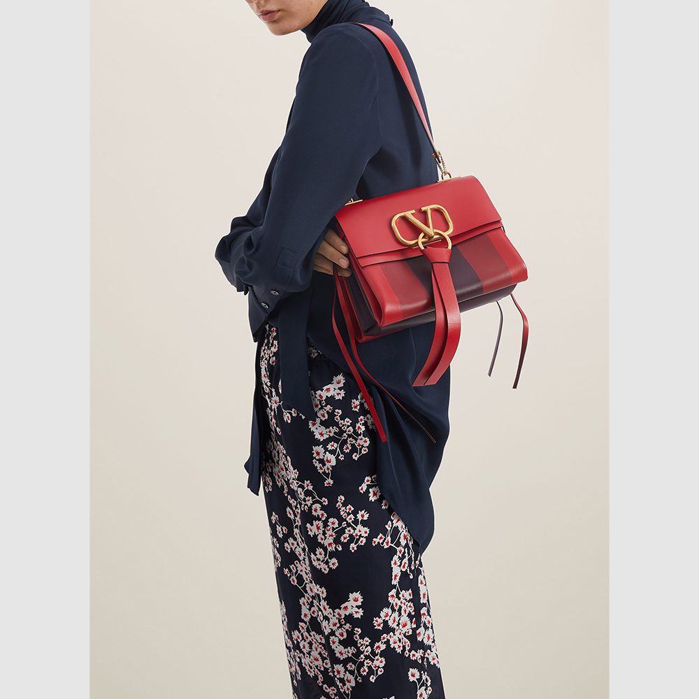 

Valentino Garavani Red Small V-Logo Leather Bag