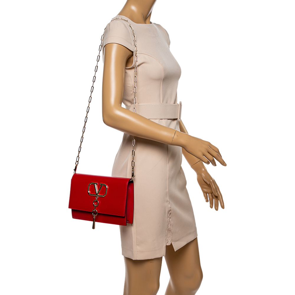 

Valentino Rouge Leather  VCASE Shoulder Bag, Red