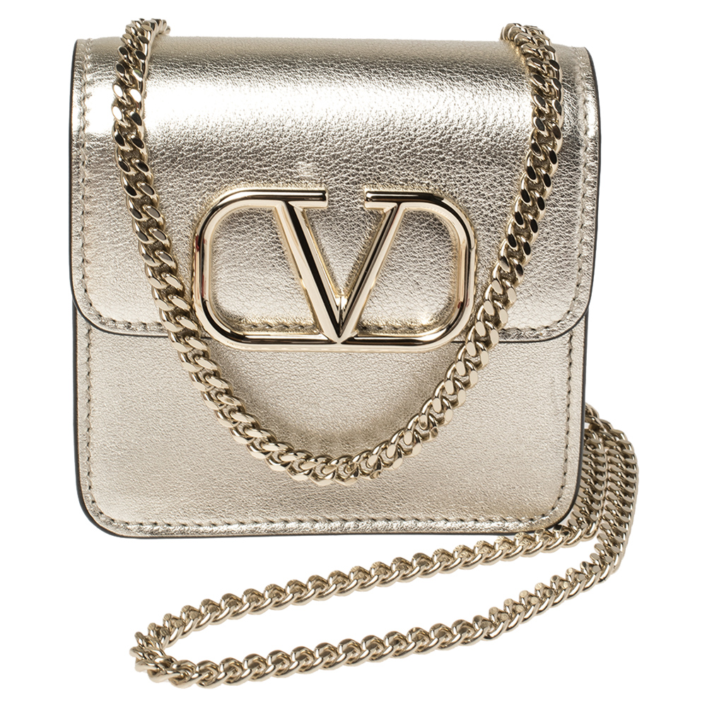 Valentino Sahara Leather VSLING Chain Compact Wallet