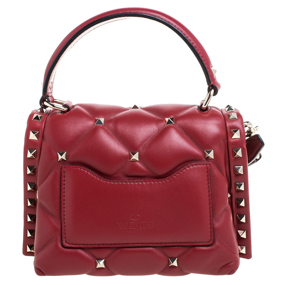 

Valentino Red Quilted Leather Mini Candystud Top Handle Bag