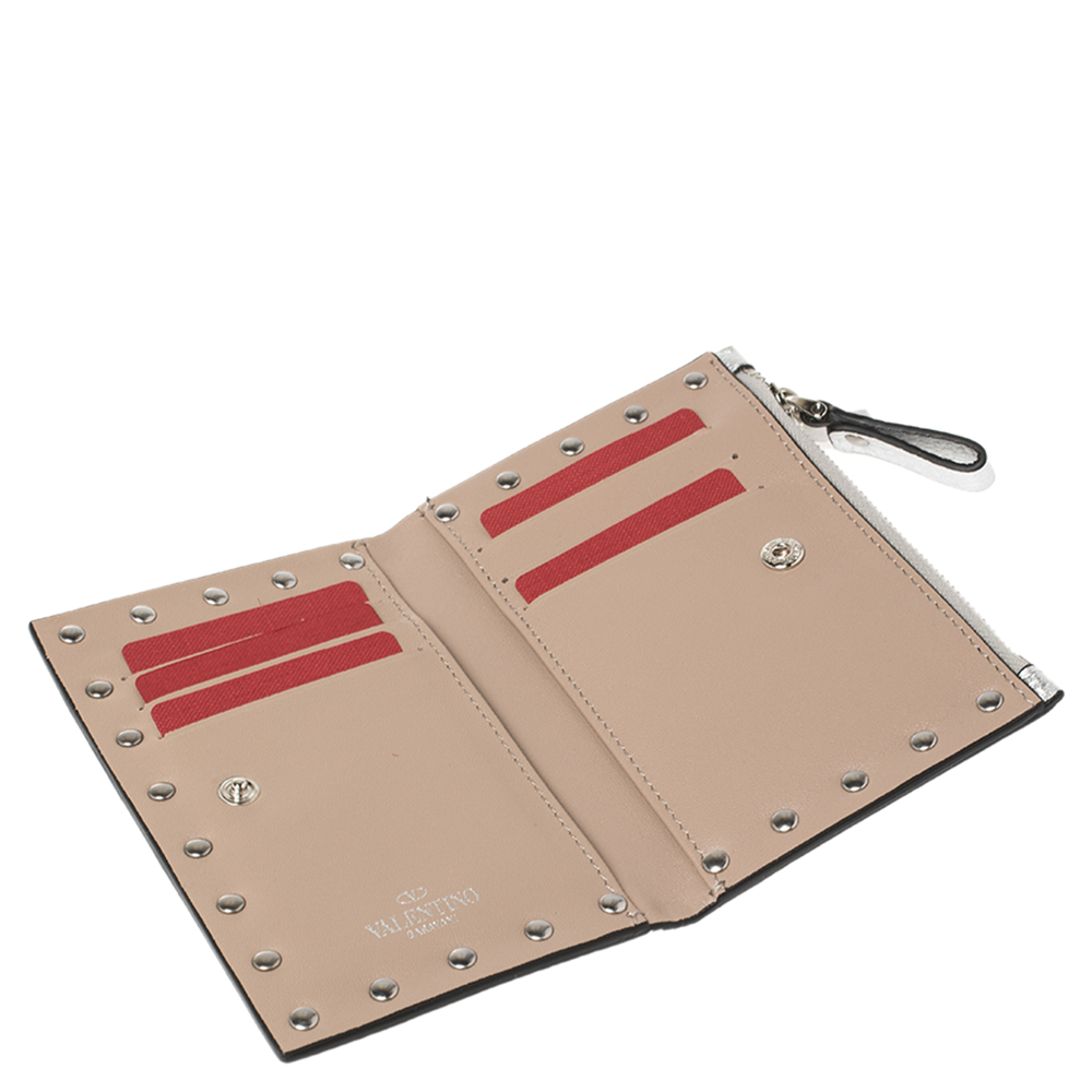 

Valentino Silver Leather Rockstud Pocket Wallet