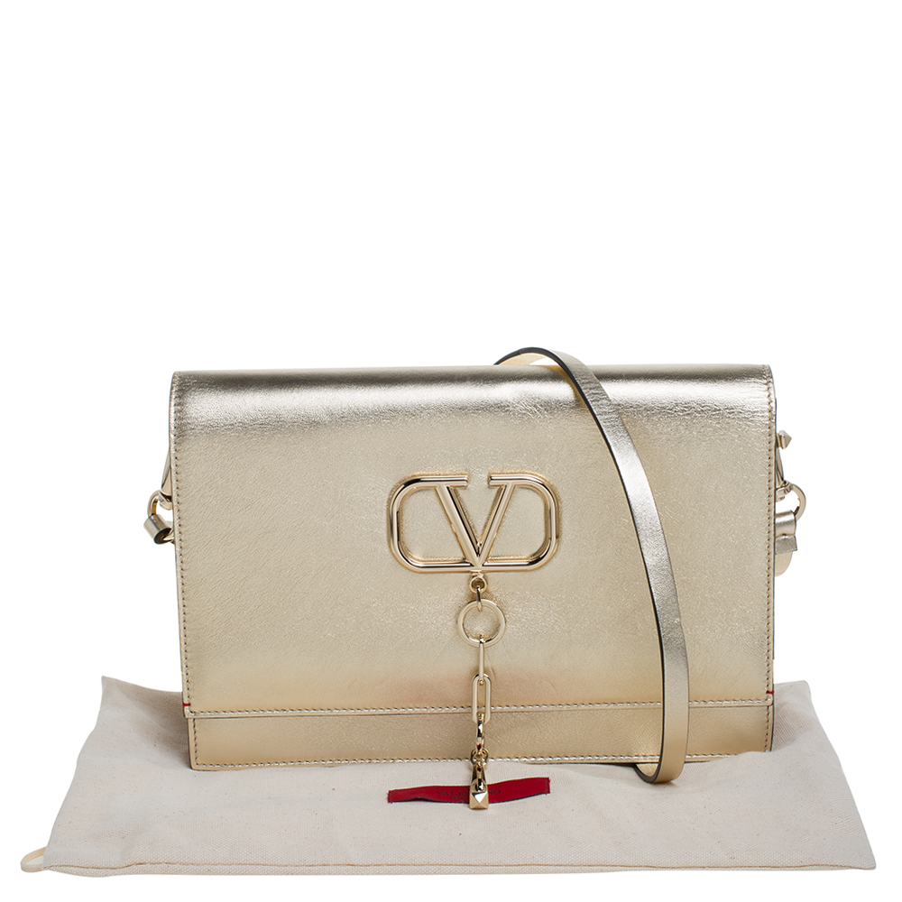 

Valentino Platino Leather VCASE Shoulder Bag, Beige