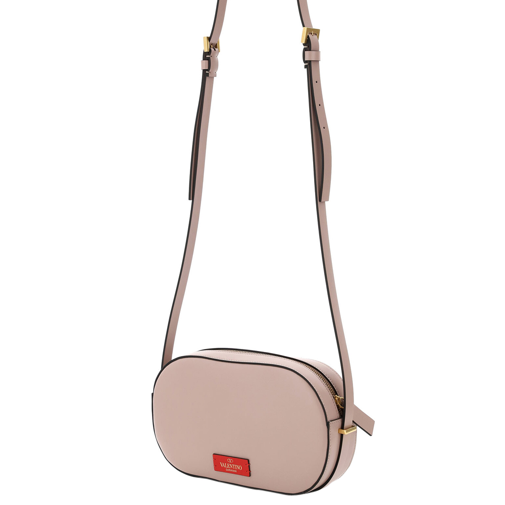 

Valentino Beige Leather V Logo Shoulder Bag