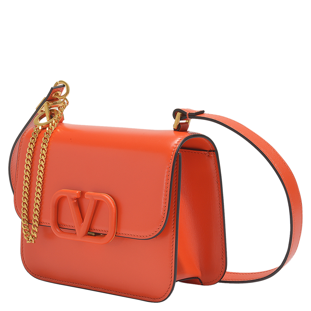 

Valentino Garavani Orange Leather V-Sling Small Shoulder Bag