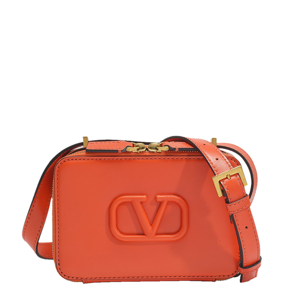 Sprong haag Shinkan Valentino Garavani Orange Leather V-Sling Small Shoulder Bag Valentino | TLC