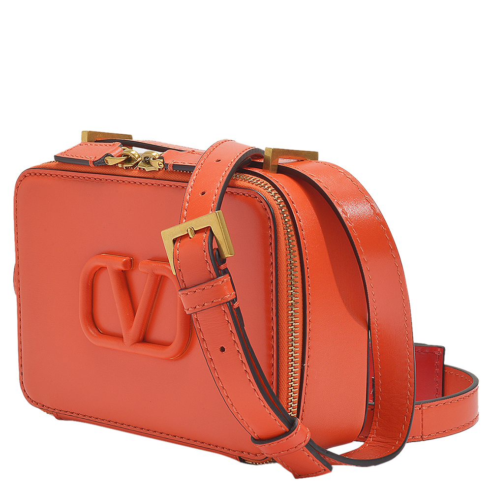 

Valentino Garavani Orange Leather V-Sling Small Shoulder Bag