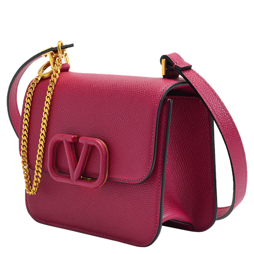 

Valentino Garavani Pink Leather V-Sling Small Shoulder Bag
