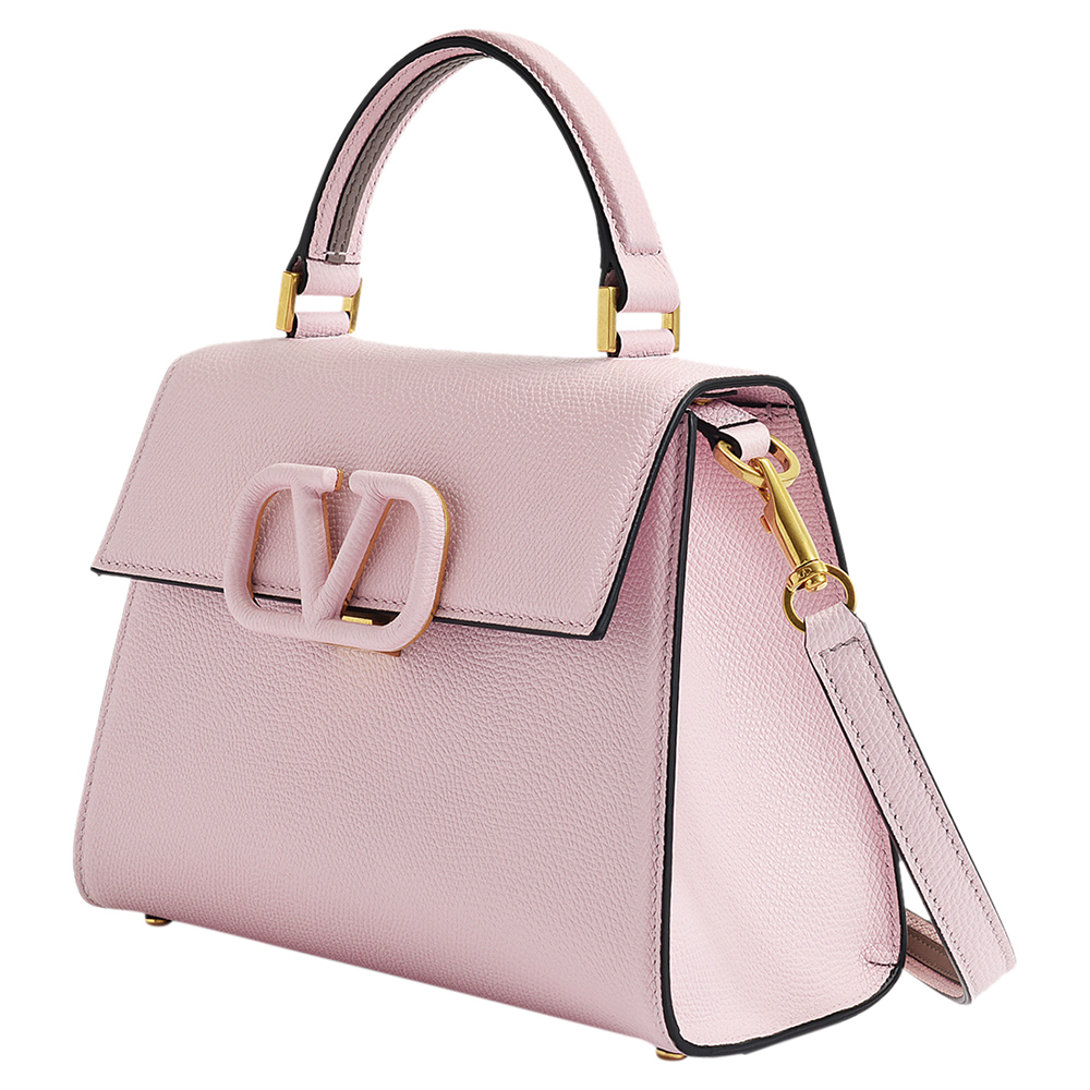 

Valentino Garavani Rose/Grey Leather V Sling Small Top Handle Bag, Pink