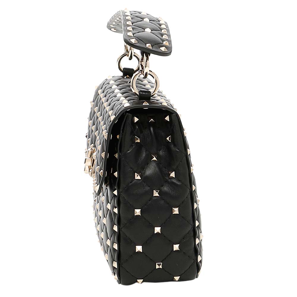 

Valentino Garavani Black Leather Rockstud Spike Medium Bag