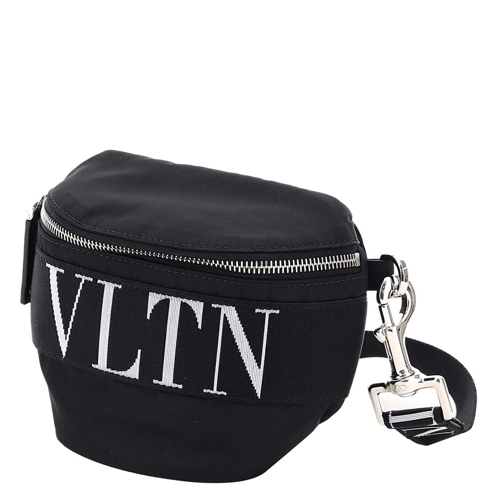 

Valentino Garavani Black Nylon VLTN Small Belt Bag