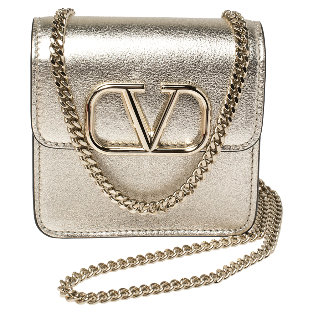 Valentino Garavani VSling Wallet on Chain Bag in Silver