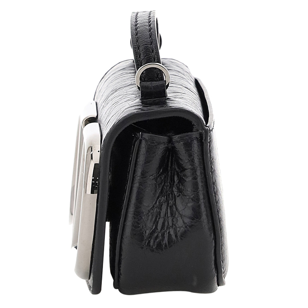 

Valentino Garavani Black Leather Supervee Top Handle Micro Bag