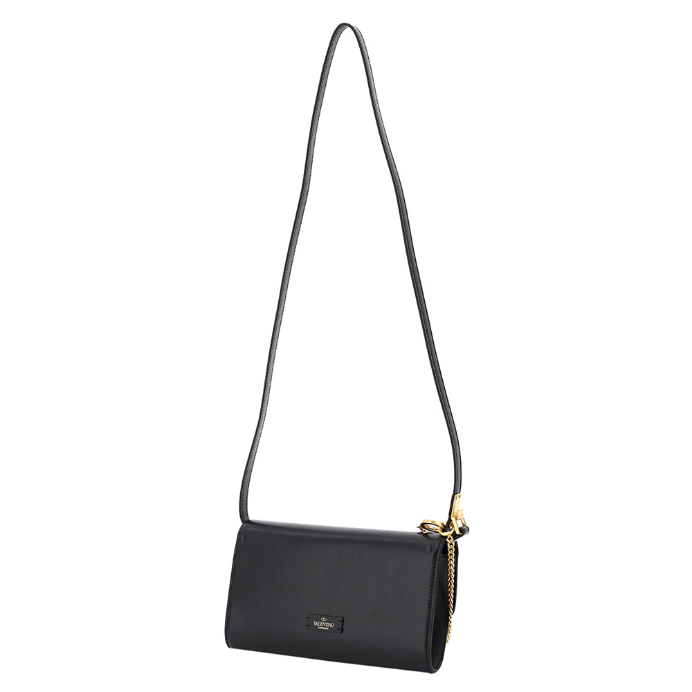 

Valentino Garavani Black Leather Vsling Clutch on Chain Bag