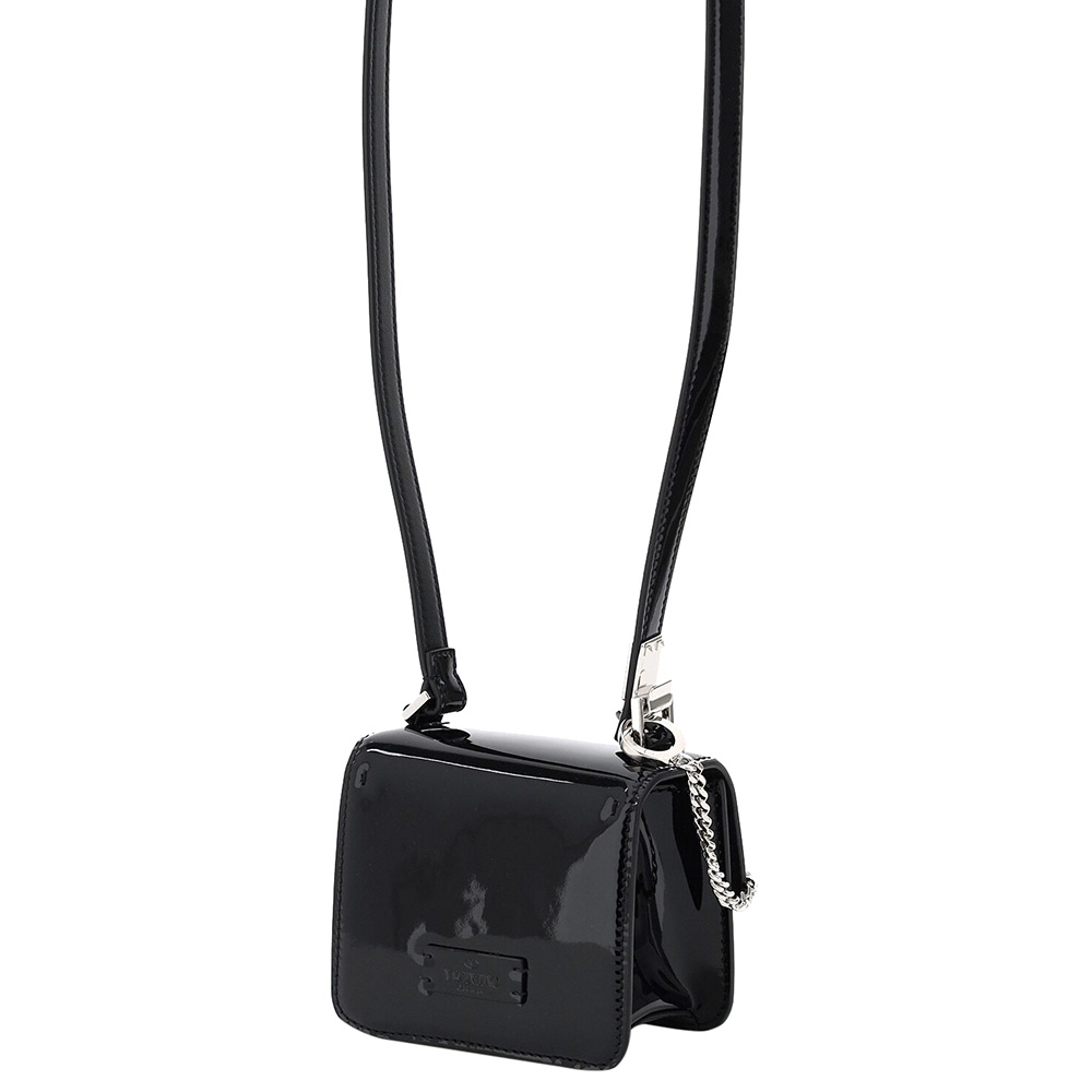 

Valentino Garavani Black Vsling Patent Micro Bag