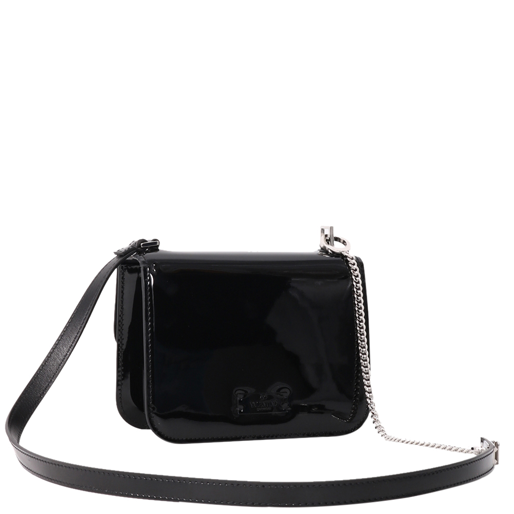 

Valentino Garavani Black Patent Leather V Logo Bag