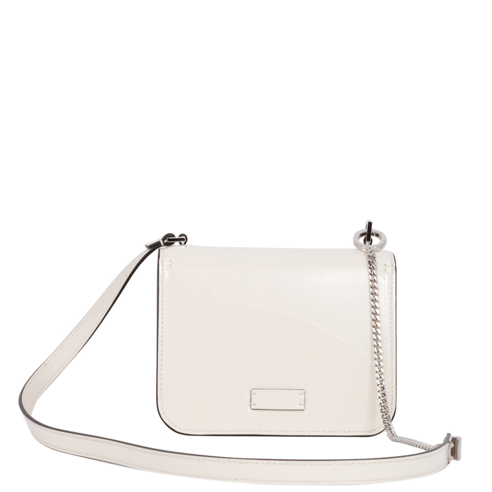 

Valentino Garavani White Patent Leather V Logo Bag