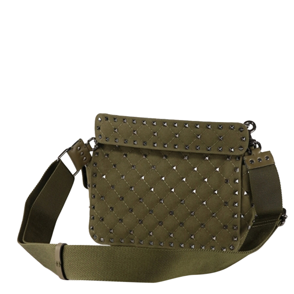 

Valentino Garavani Military Green Leather Rockstud Spike Pocket medium Bag