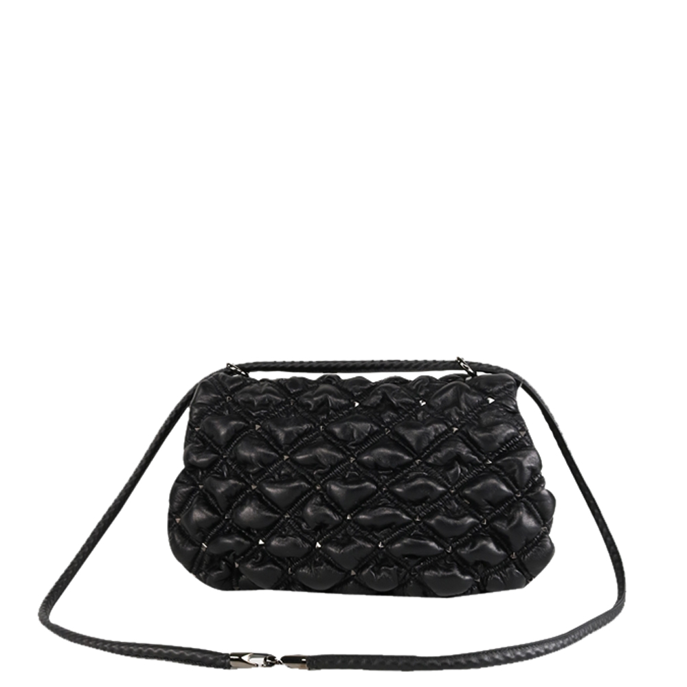 

Valentino Garavani Black Nappa Leather Spikeme Medium Bag