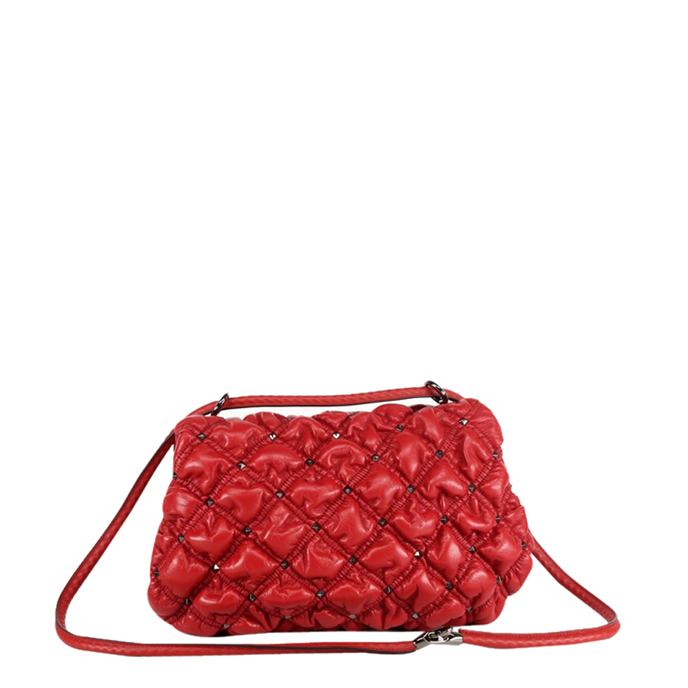

Valentino Garavani Red Nappa Leather Spikeme Medium Bag