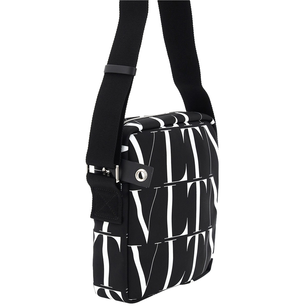 

Valentino Garavani Black/White Nylon Vltn Logo Print Crossbody Bag