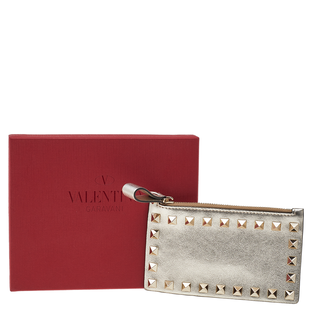 

Valentino Gold Leather Rockstud Coin Purse
