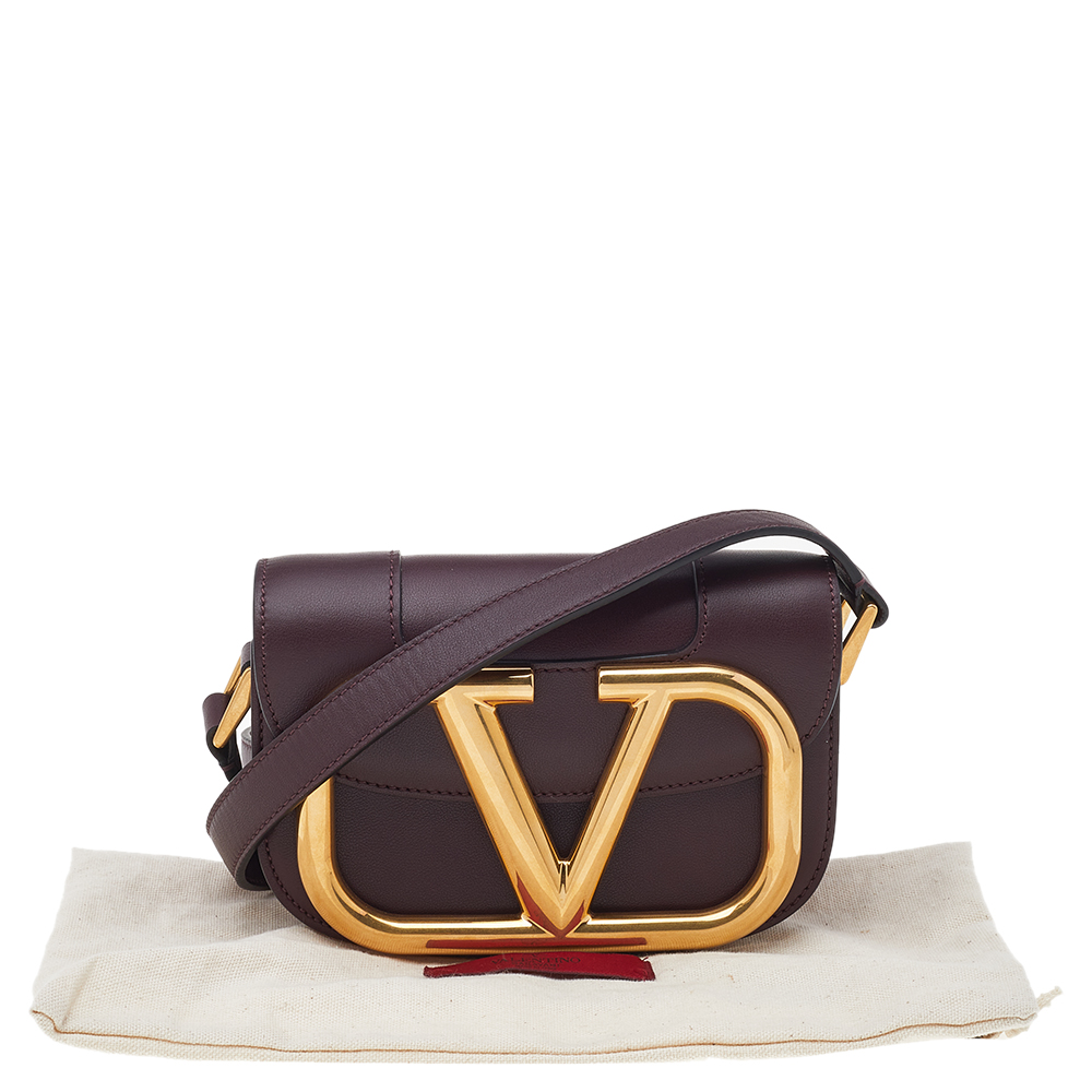 

Valentino Dark Burgundy Leather Supervee Crossbody Bag