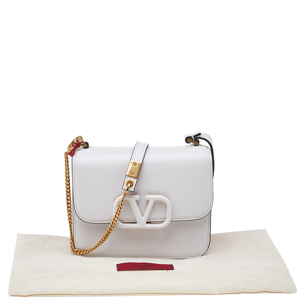 

Valentino White Leather Small VSling Shoulder Bag