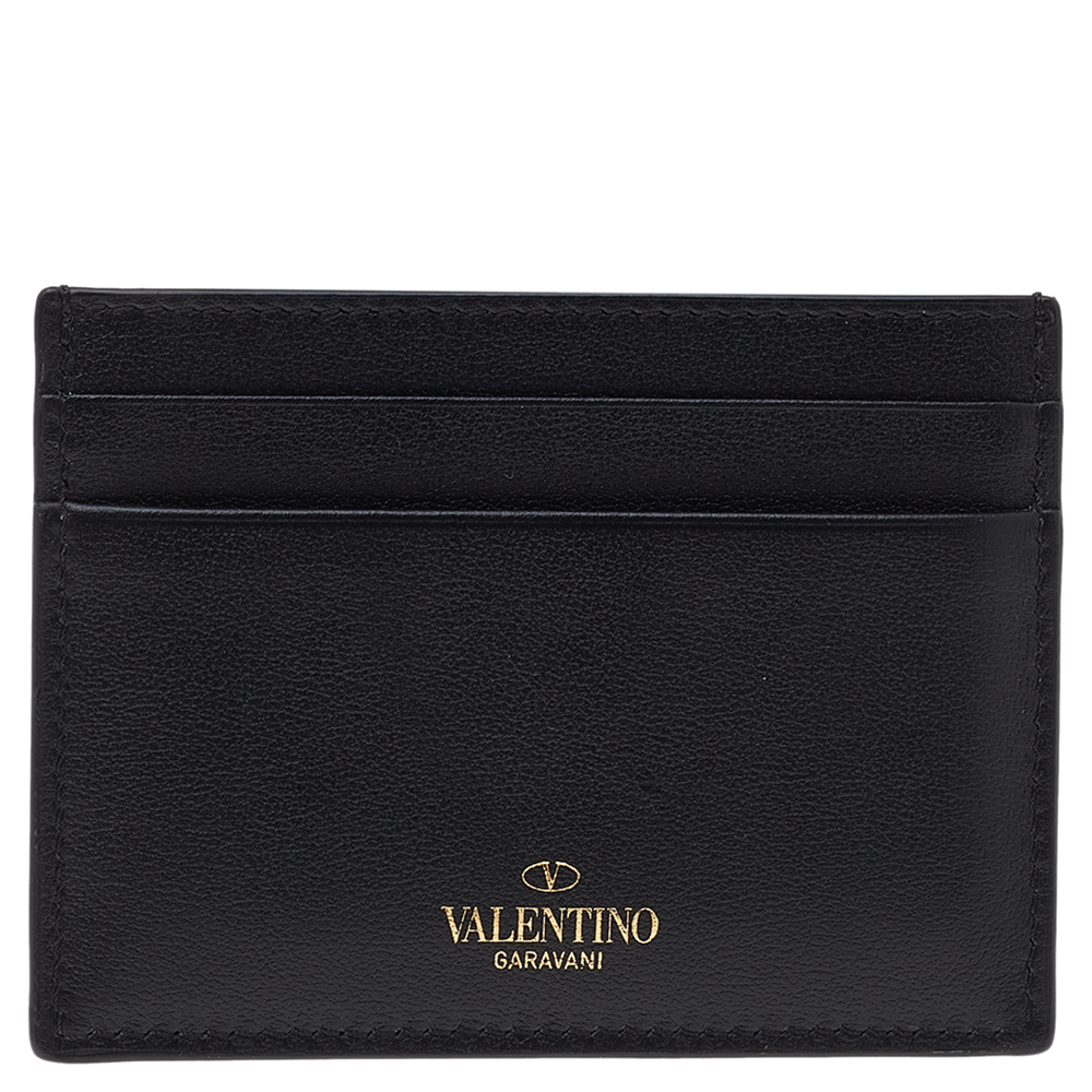 

Valentino Black Leather Rockstud Card Holder