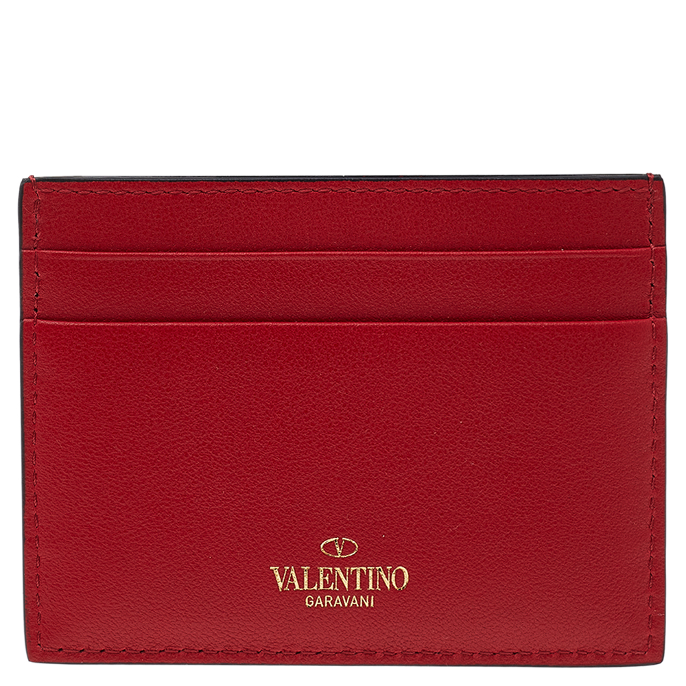 

Valentino Red Leather Rockstud Card Holder
