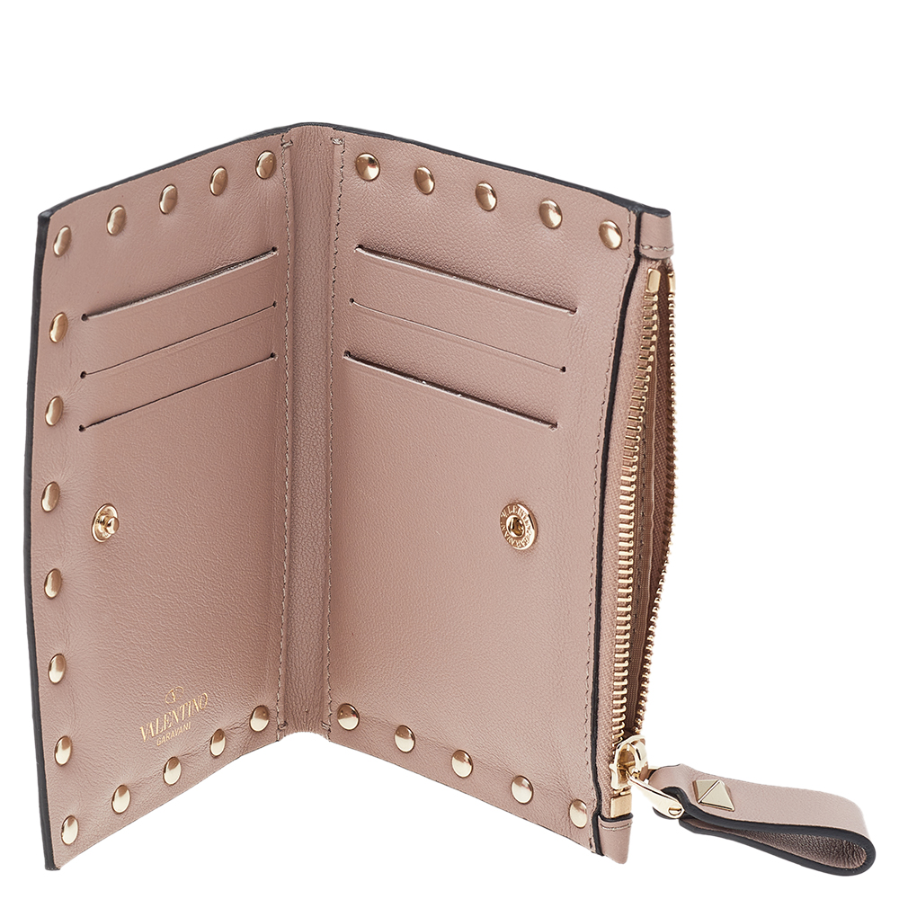 

Valentino Blush Pink Leather Rockstud Card Case Coin Purse