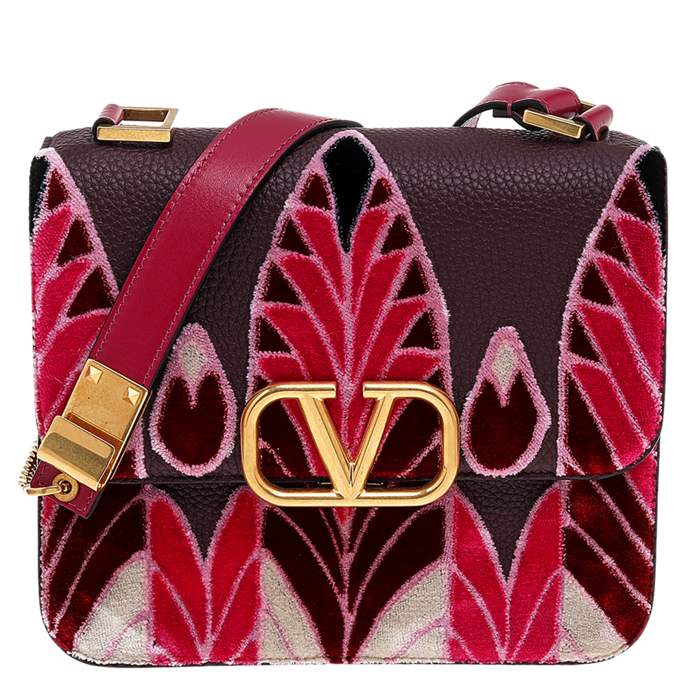 Pre Owned حقيبة كتف فالنتينو في سلينغ جلد وقطيفة متعددة الألوان