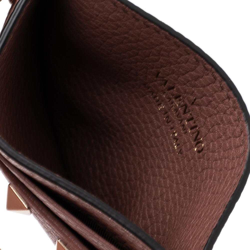 

Valentino Brown Leather Rockstud Card Holder