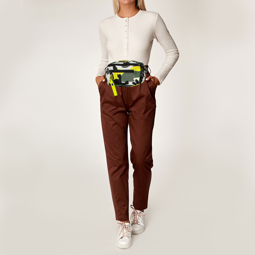 

Valentino Green/Yellow Camouflage Printed Nylon Belt Bag, Multicolor