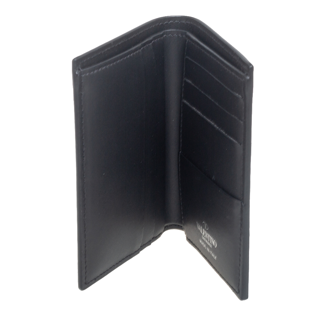 

Valentino Black Leather VLTN Bifold Card Case
