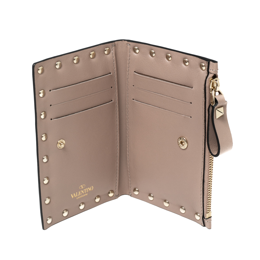 

Valentino Rose Quartz Leather Rockstud Coin Purse and Card Holder, Pink