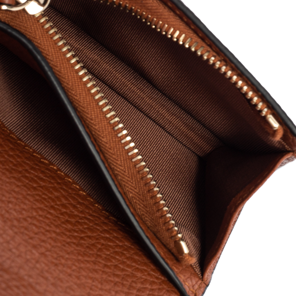 

Valentino Brown Leather Rockstud Flap Card Case