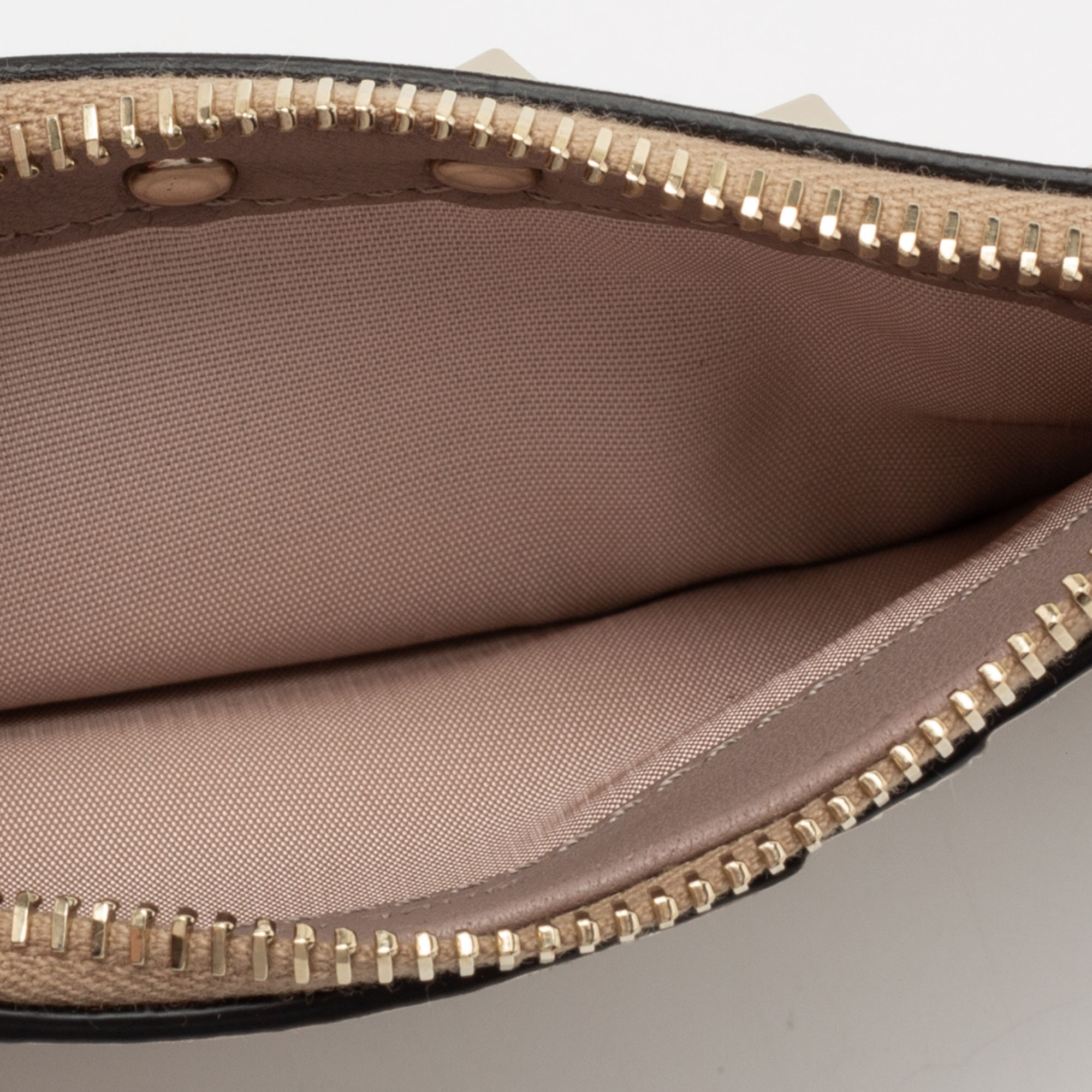 

Valentino Metallic Gold Leather Rockstud Zip Card Holder