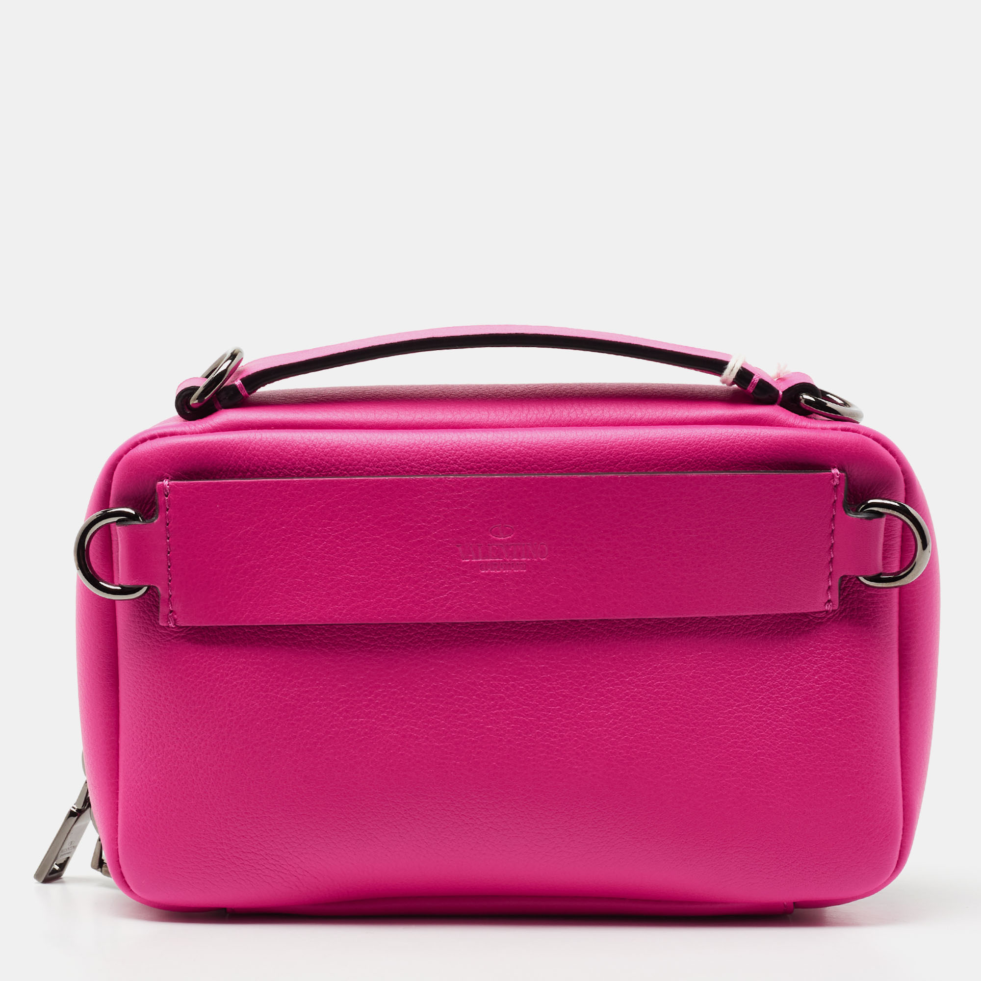 Valentino Neon Pink Leather VLOGO Camera Crossbody Bag Valentino