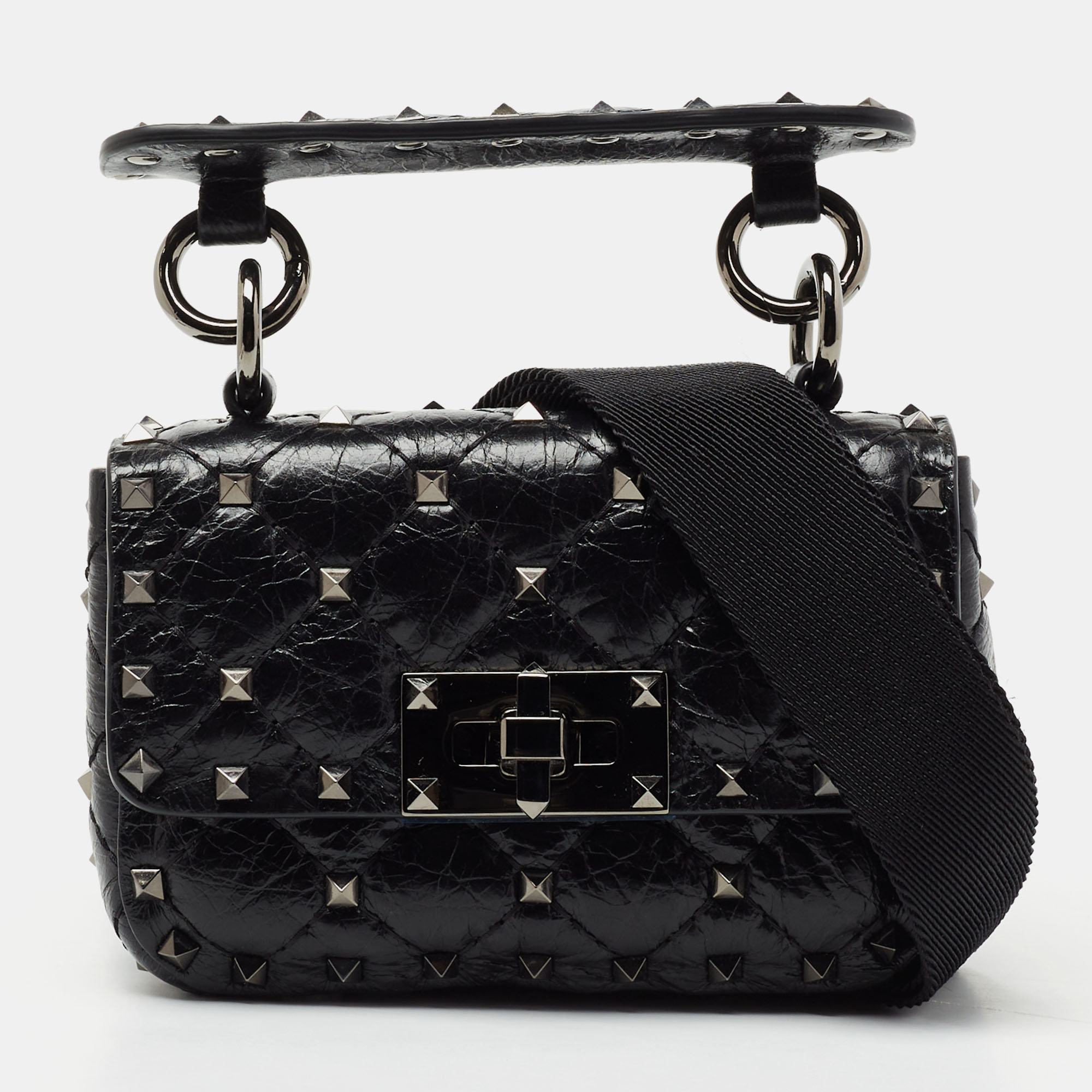 Valentino Black Leather Micro Rockstud Spike Crossbody Bag Valentino
