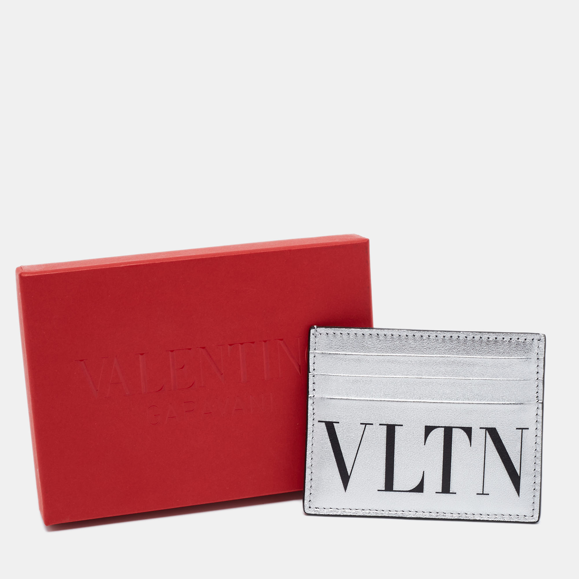 

Valentino Silver/Black Leather VLTN Card Holder