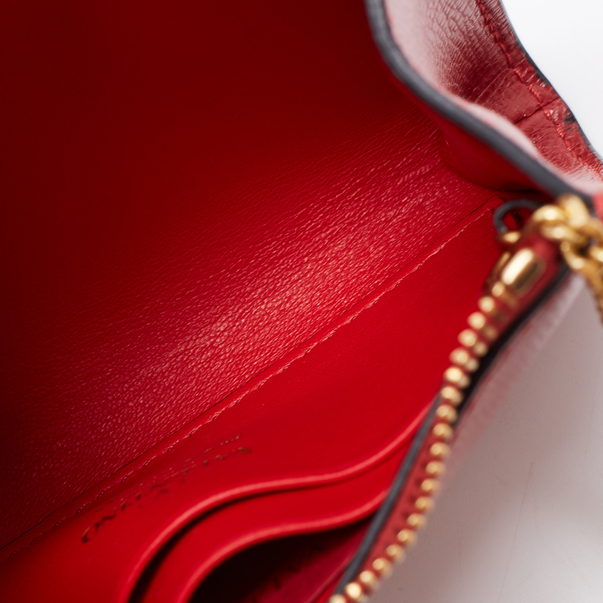 

Valentino Red Leather Rockstud Twist Lock Zip Wallet