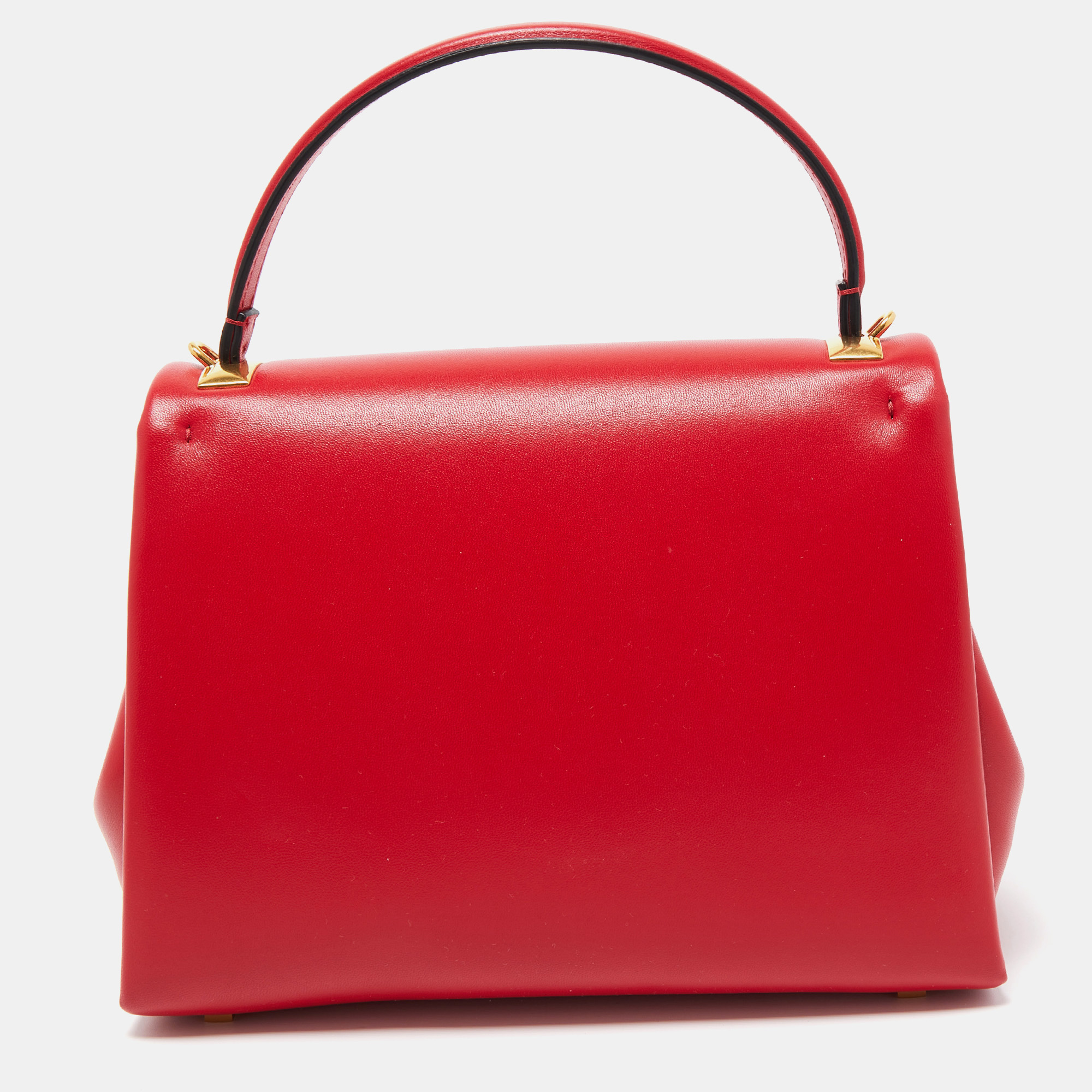 

Valentino Red Leather  One Stud Top Handle Bag