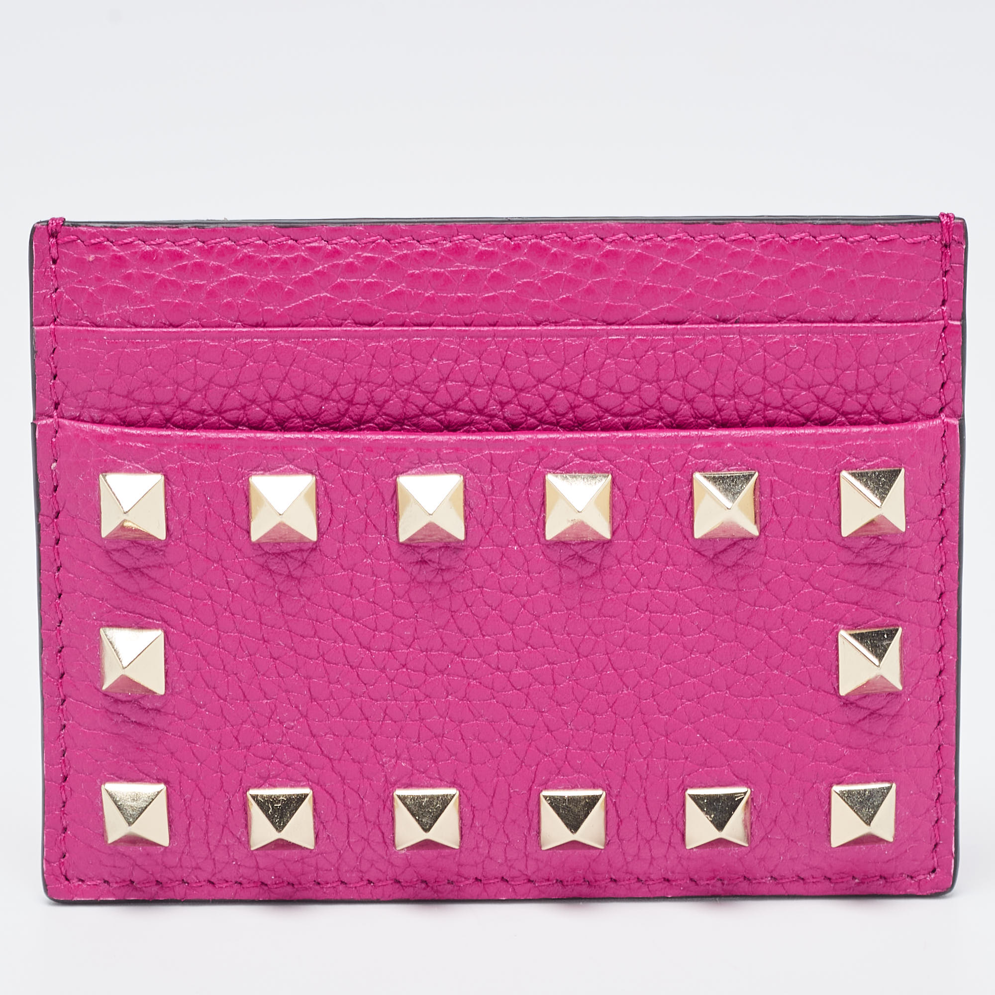مملوكة مسبقًا Valentino Purple Leather Rockstud Card Holder